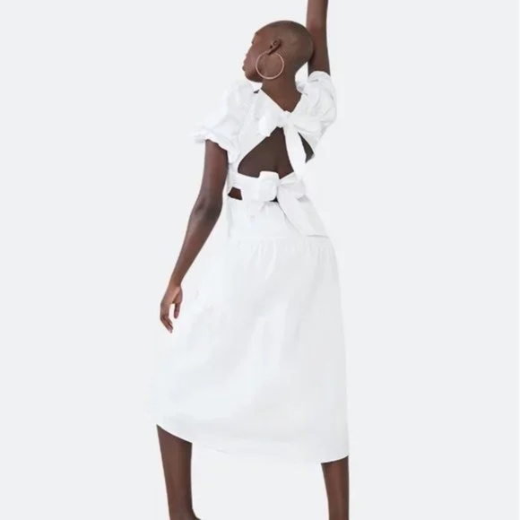 Bardot White Tear Layered Puff Short Sleeve Dress - Picture 3 of 7